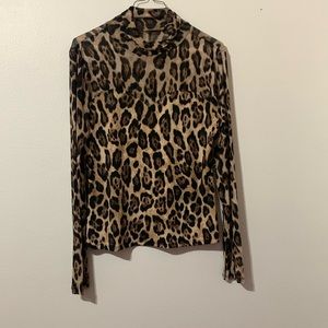 Leopard Print Long Sleeve Blouse